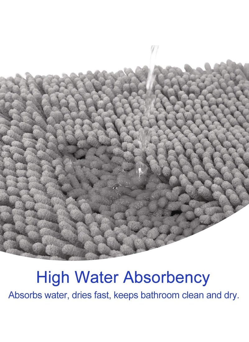 TYCOM Tycom Bathroom Rugs Bath Mat Non Slip Fluffy Soft Plush Microfiber Shower Carpet Rug Washable Non-Slip Carpet Mat for Bathroom Floor 50 By 80 CM Long Light Grey.  - Image 3