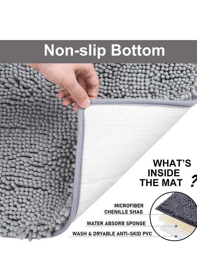 TYCOM Tycom Bathroom Rugs Bath Mat Non Slip Fluffy Soft Plush Microfiber Shower Carpet Rug Washable Non-Slip Carpet Mat for Bathroom Floor 50 By 80 CM Long Light Grey.  - Image 5