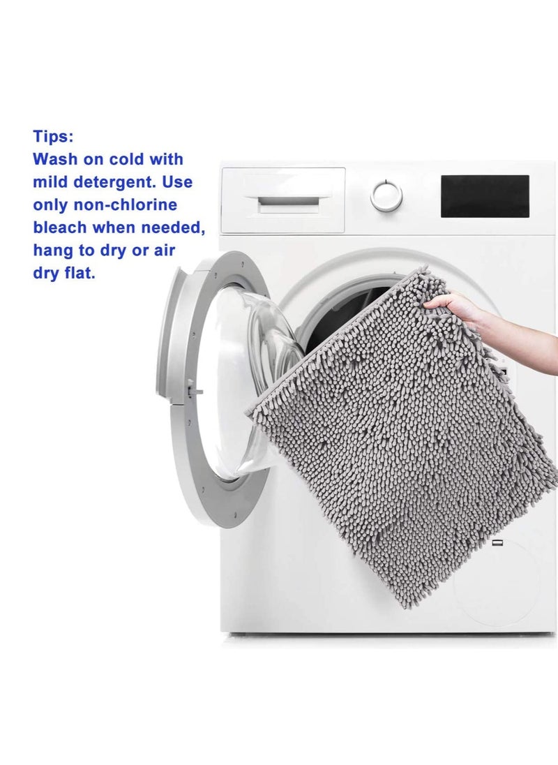 TYCOM Tycom Bathroom Rugs Bath Mat Non Slip Fluffy Soft Plush Microfiber Shower Carpet Rug Washable Non-Slip Carpet Mat for Bathroom Floor 50 By 80 CM Long Light Grey.  - Image 4