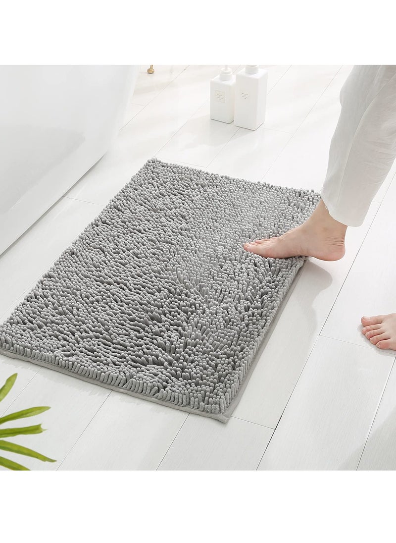 TYCOM Tycom Bathroom Rugs Bath Mat Non Slip Fluffy Soft Plush Microfiber Shower Carpet Rug Washable Non-Slip Carpet Mat for Bathroom Floor 50 By 80 CM Long Light Grey.  - Image 1