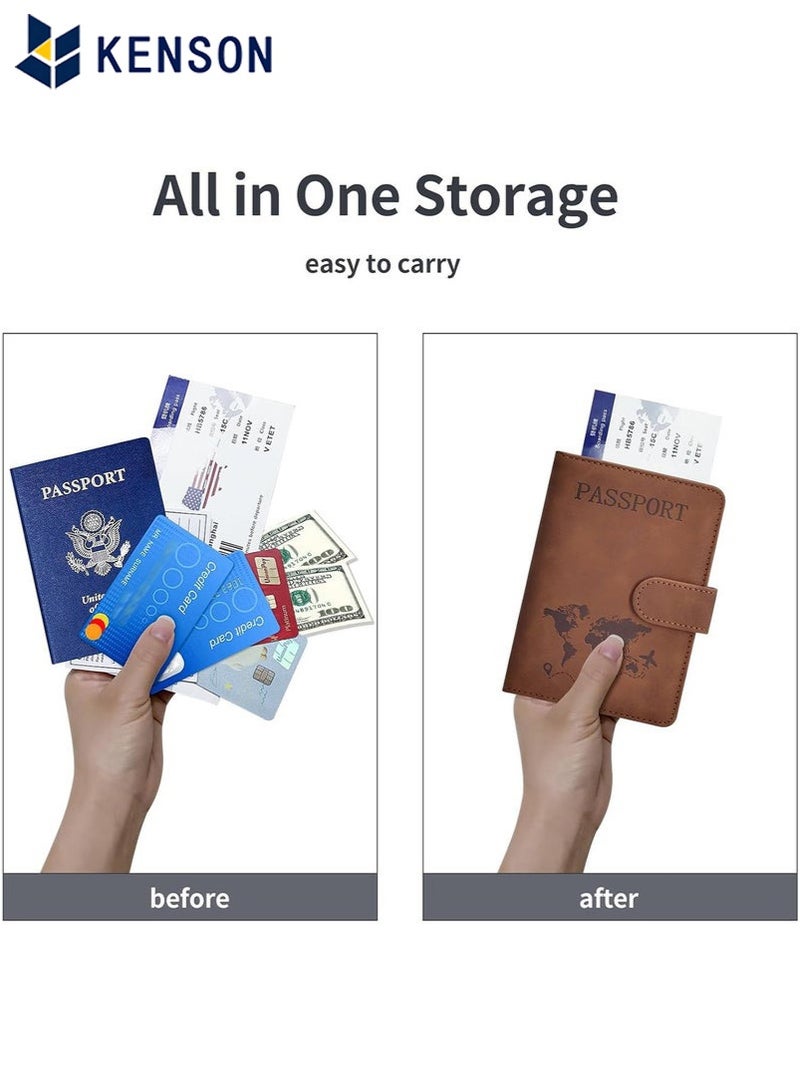 KENSON Passport Holder for Travel Essentials, Passport Wallet Cover Case for Travel Must Haves Accessories,Passport Book Holders for Women and Men Brown  - Image 5