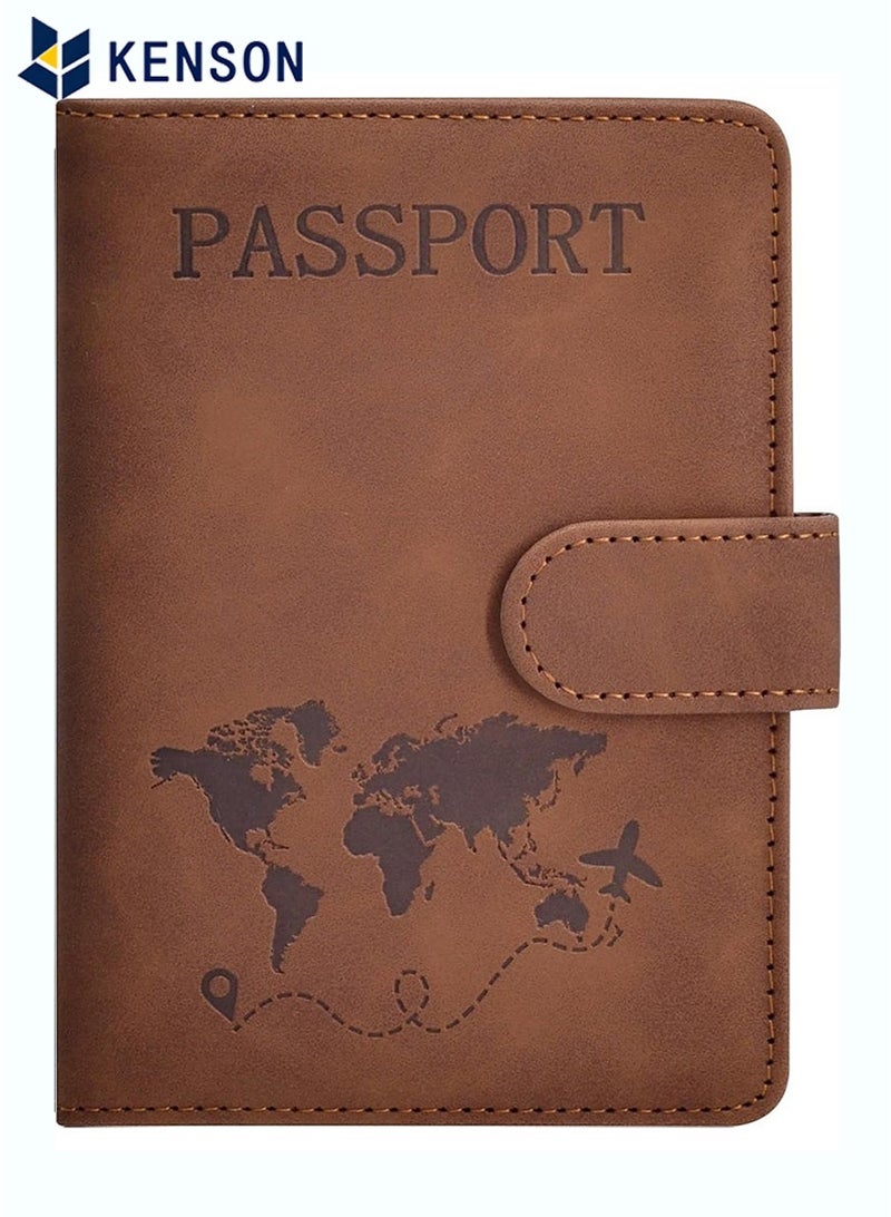 KENSON Passport Holder for Travel Essentials, Passport Wallet Cover Case for Travel Must Haves Accessories,Passport Book Holders for Women and Men Brown  - Image 1