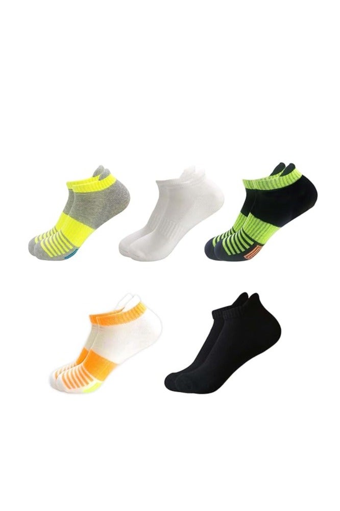 Low Cut Cushioned Athletic Ankle Socks, Assorted Colors - 5 Pack - Image 1