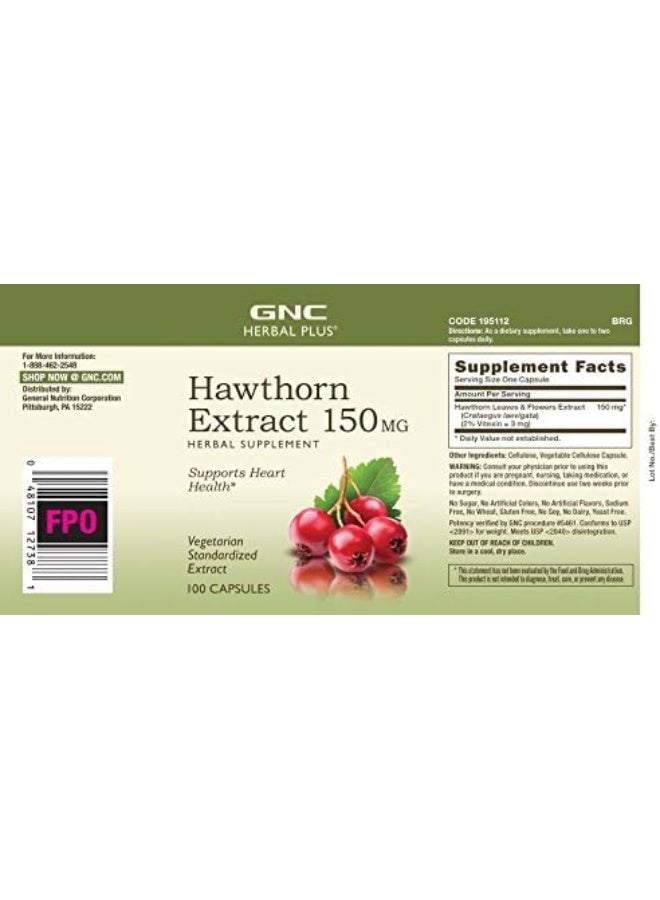 GNC Herbal Plusreg Hawthorn Extract 150Mg 100 Capsules - Image 3