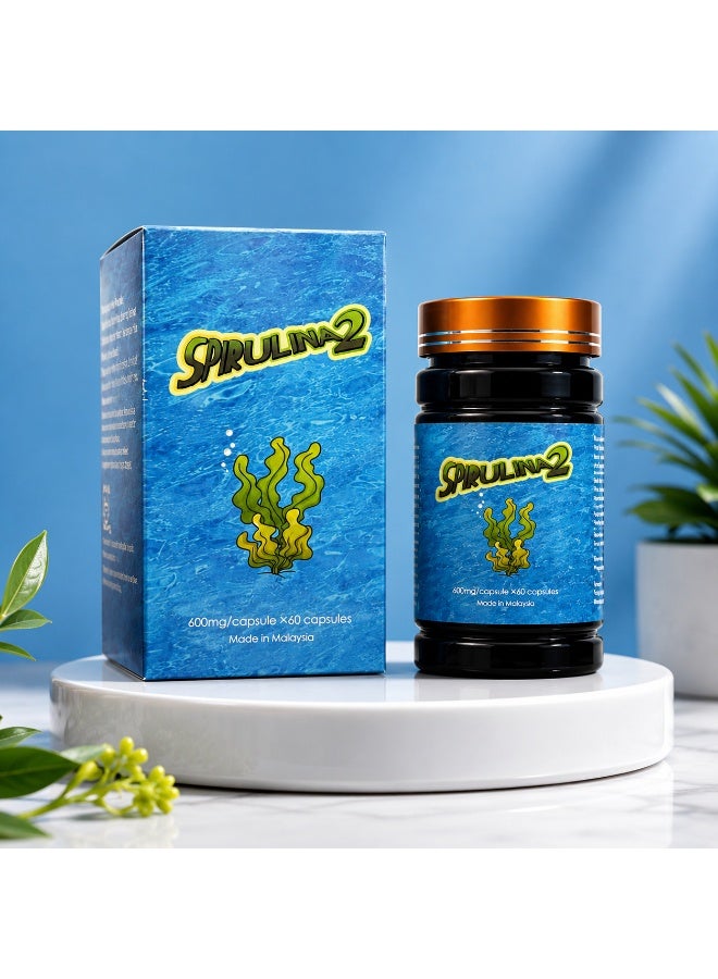 Spirulina 2 Food Supplement , 60 Capsules – Made in Malaysia - Image 1