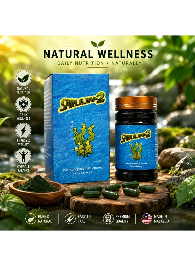 Spirulina 2 Food Supplement , 60 Capsules – Made in Malaysia - Image 3