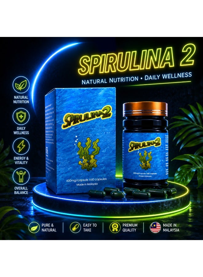 Spirulina 2 Food Supplement , 60 Capsules – Made in Malaysia - Image 2