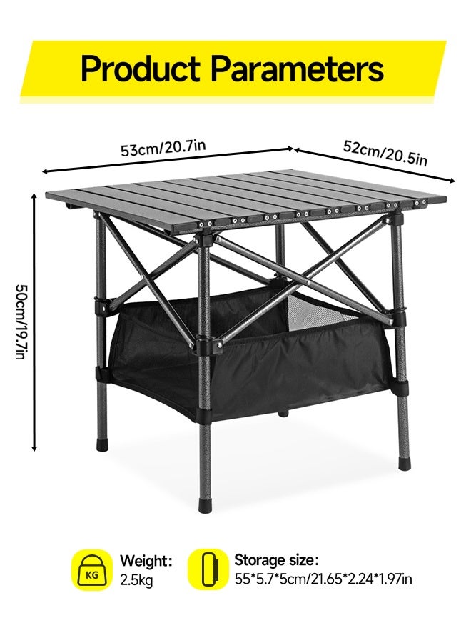 Tersely Camping Table Folding Portable Table 53x51x50cm,Picnic Table,Backpacking Table with Storage Waterproof Pocket,for Outdoor BBQ,Cookout,Picnic,Beach - Image 2
