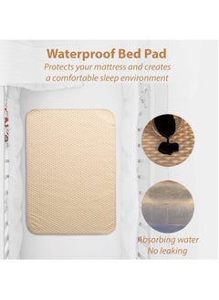 Gonice Waterproof Bed Pad, 4-Layer Incontinence Pad with 100% Cotton Surface, 50x70cm Washable Mattress Protector for Babies, Toddlers, and Adults, BrownStripes  - Image 2