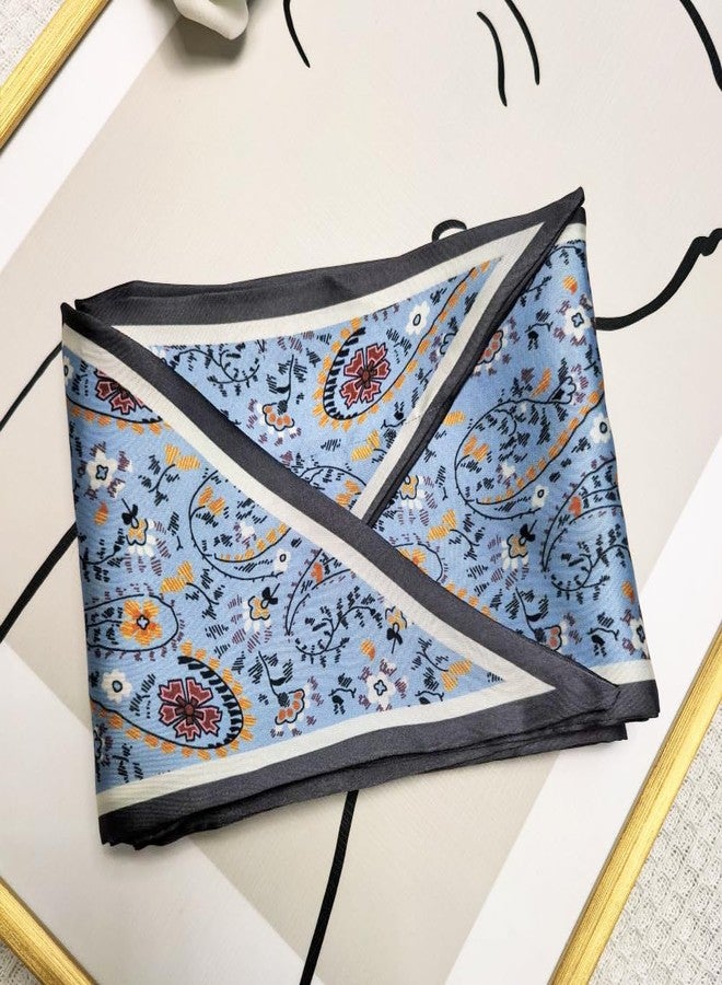 Julunar Hair Scarf for Women Silky Long Neck Head Scarves Purse Bag Scarfs for Handbag Satin Headscarf, 008.blue Paisley, Long - Image 2