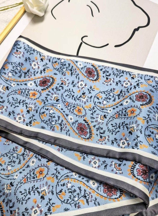 Julunar Hair Scarf for Women Silky Long Neck Head Scarves Purse Bag Scarfs for Handbag Satin Headscarf, 008.blue Paisley, Long - Image 4