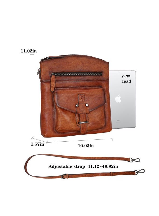 HESHE Crossbody Bag Genuine Leather Purses for Women with Multi Pockets Vintage Designer Handbag Shoulder Bag Crossover Purse (Brown) - Image 5