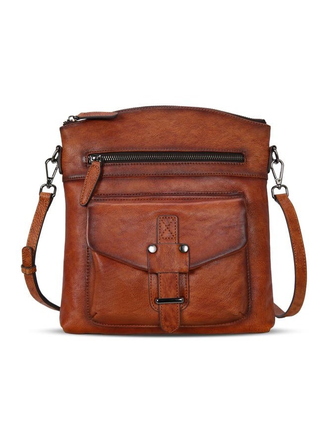 HESHE Crossbody Bag Genuine Leather Purses for Women with Multi Pockets Vintage Designer Handbag Shoulder Bag Crossover Purse (Brown) - Image 1