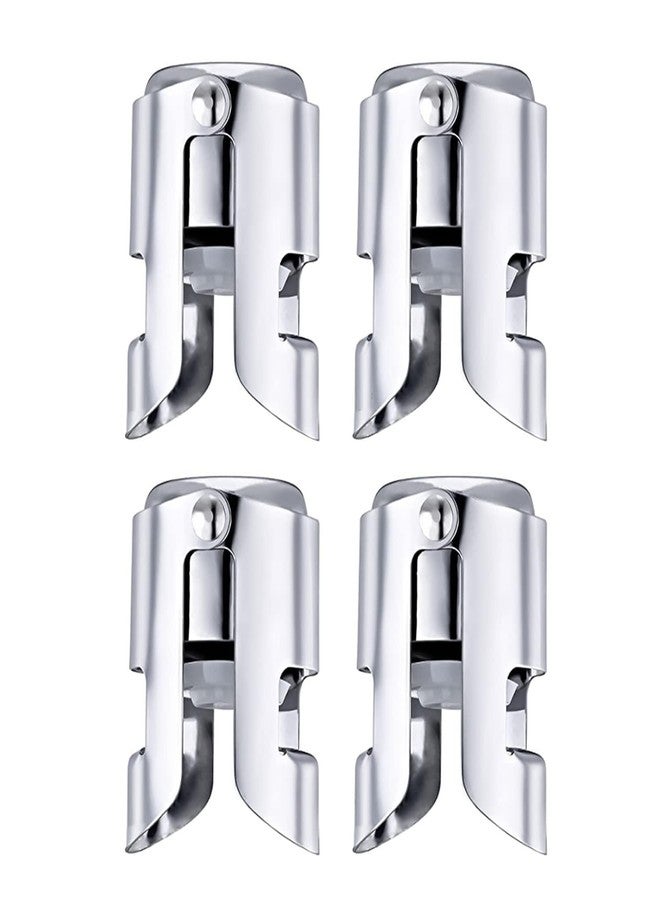 Honexa Champagne Stopper with Stainless Steel, Decorative Champagne Saver Vacuum Plug with Food Grade Silicone, Reusable Bottle Sealer Keeps Champagne Fresh (Pack-4) - Image 1
