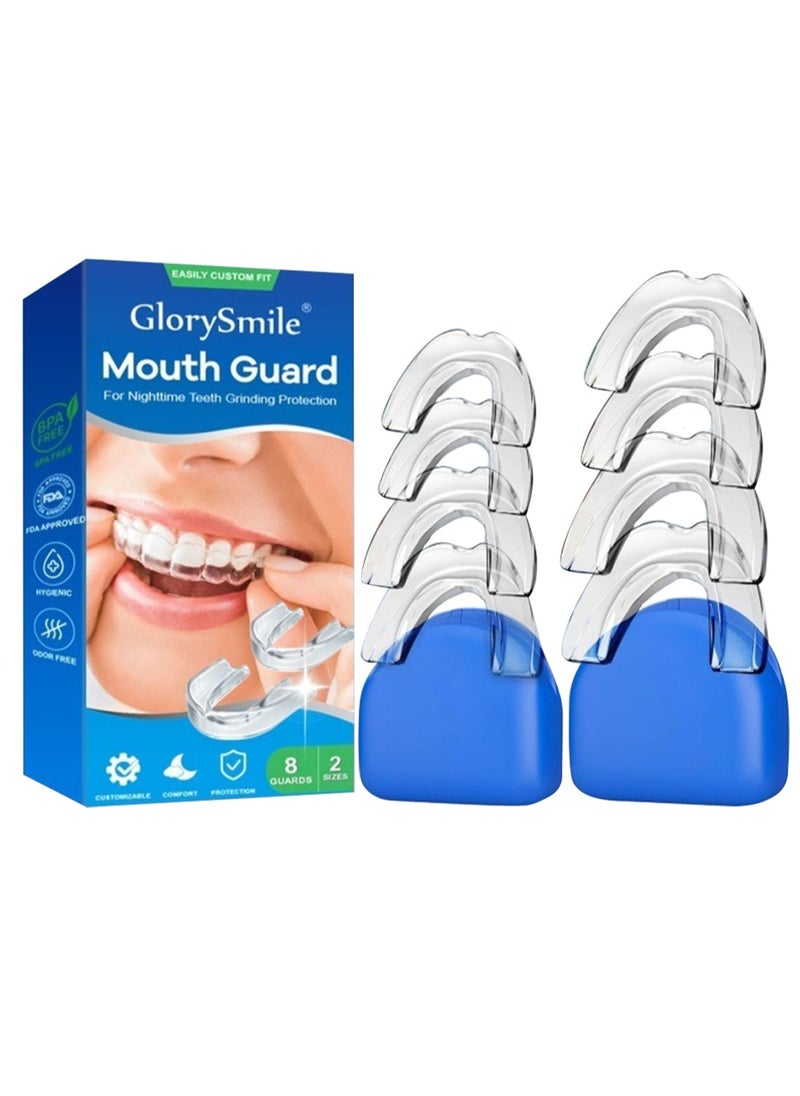 Glory Smile - Mouth Guard for Nighttime Teeth Grinding Protection Moldable Comfortable Professional Teeth Tool for Teeth Clenching Bruxism and Whitening Tray and Sport Athletic Including 8 Guards in 2 Sizes - Image 1