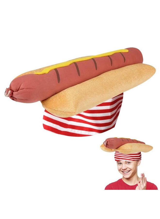 ArtCreativity Funny Hot Dog Hat, 1 Pc, Fun Fast Food Hotdog Hat, Soft Plush Costume Accessory Hat, Pizza Party Supplies Decorations, One Size Fits Most, Crazy Silly Hat For Halloween - Image 1