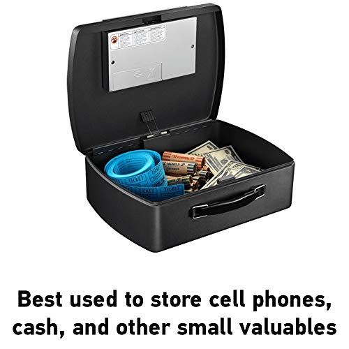 SentrySafe صندوق أمان محمول أسود من سنتري سيف مع قفل لوحة مفاتيح رقمية، صندوق سفر صغير من الفولاذ مع مقبض حمل للنقود، جواز السفر، 0.21 قدم مكعب، 4.4 × 13 × 10 بوصة، P021E - Image 3