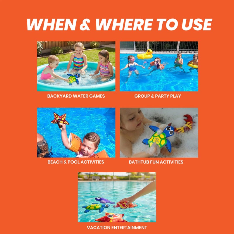 صنفليكس مجموعة ألعاب المياه العائمة صن فليكس سبلاش بابيز للأطفال | نجمة البحر السلحفاة السمكة فرس البحر للسباحة والمسبح والشاطئ - Image 3