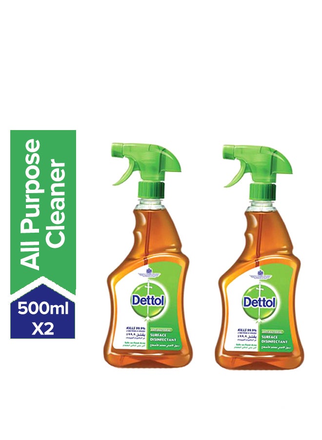 Dettol Pack Of 2 Antispectic Liquid Cleaner Green/Brown 2x500ml - Image 1