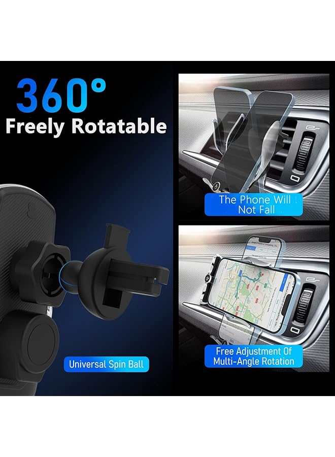 KASTWAVE Wireless Car Charger - 15W Qi Fast Charging, Smart Sensor Air Vent Mount For Iphone And All Smartphones - One-Hand Operation, 360° Rotation - Silver - Image 3