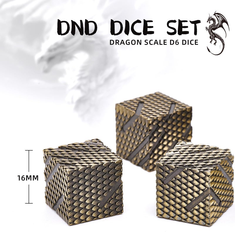 HNCCESG Dragon Scale Metal D6 Dice Set, Zinc Alloy 6 Sided Dice for DND RPG Tabletop Games,Gift Box Included (Bronze) - Image 5