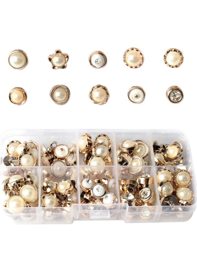 100Pcs Round Pearl Resin Buttons with Shank for Clothes Shirts Suits Coats Sweaters Wedding Dress Clothing Decorations  - Image 1