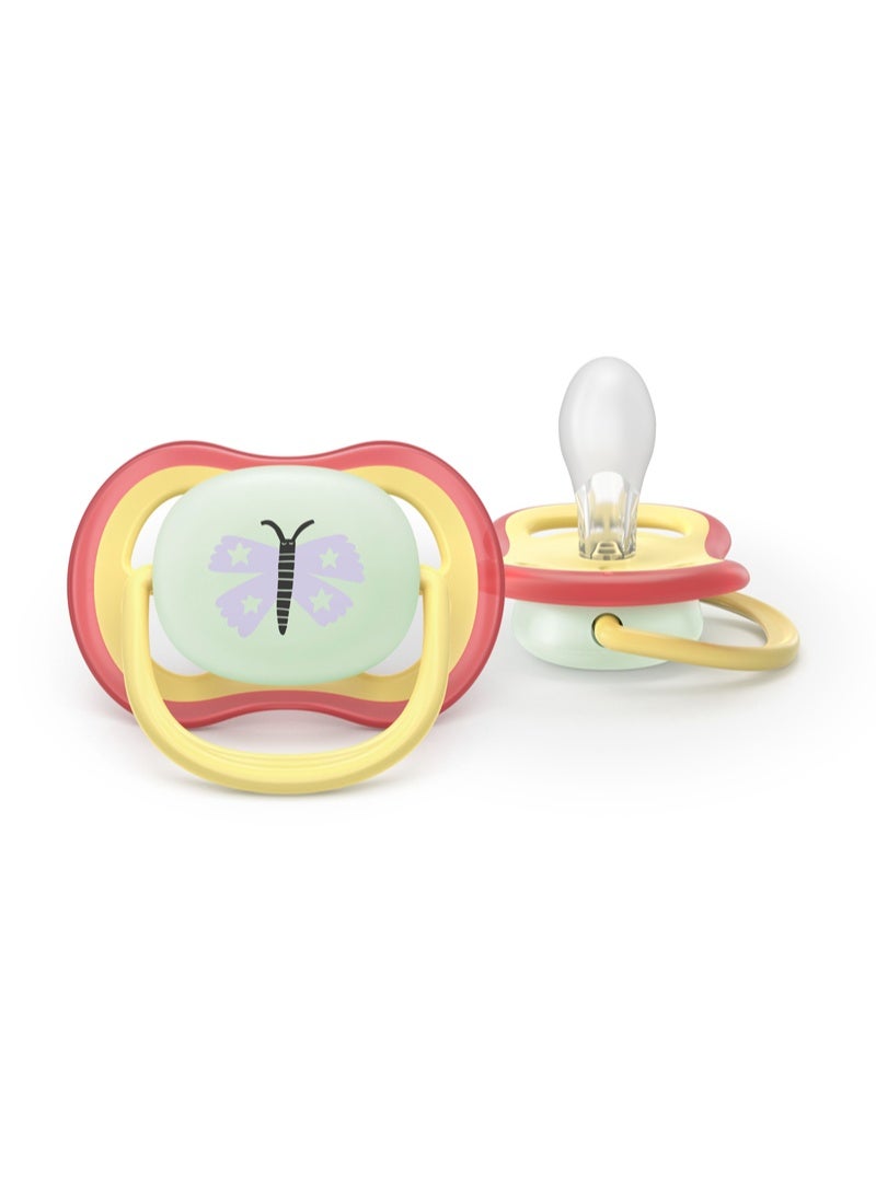 Philips Avent Ultra Air Nighttime Girl Pacifier, 0-6 Months, 2 Pack - Image 4