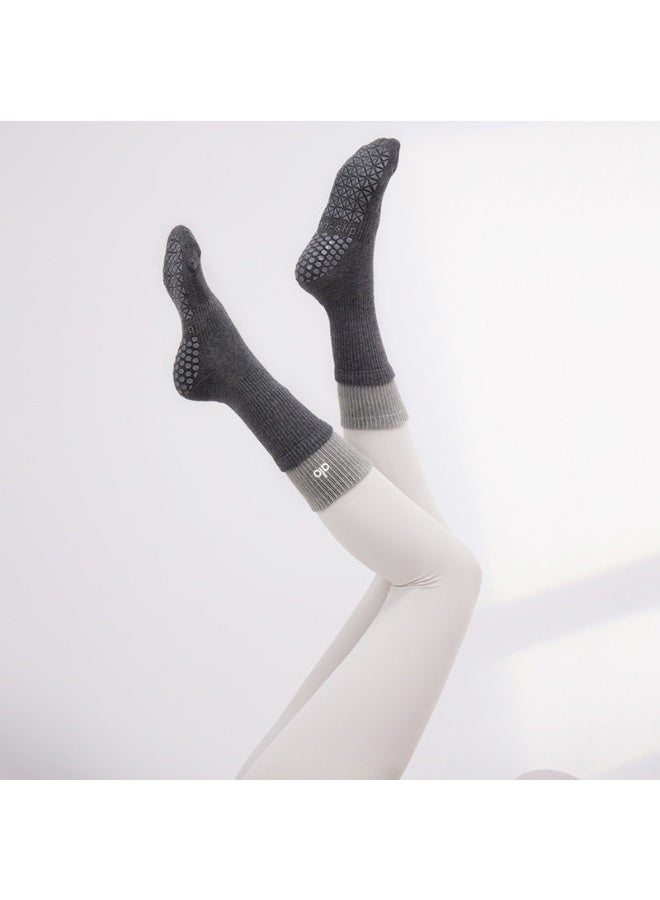 alo 2023 New Double-Layer Mid-Calf Non-Slip Yoga Socks - ALO Yoga Women's Pilates Workout Long Socks