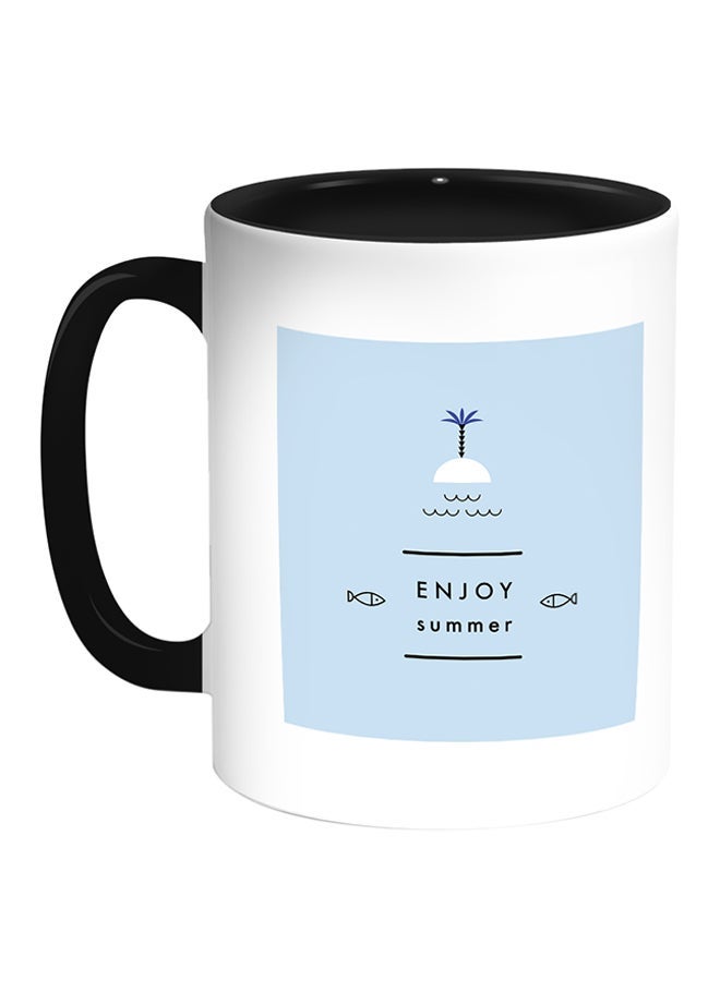 RYN Enjoy Summer Printed Coffee Mug White/Black 11ounce