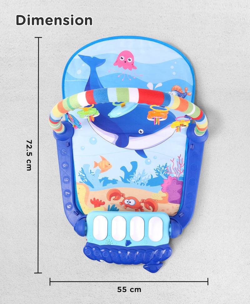 PlayNation Play Nation Baby Kick and Play Piano Play Gym, With Lights, Music and 5 Hanging, Portable, 2 Months+, L 72.5 x B 55 x H 41.5 cm - Blue - Image 3