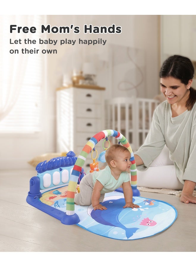 PlayNation Play Nation Baby Kick and Play Piano Play Gym, With Lights, Music and 5 Hanging, Portable, 2 Months+, L 72.5 x B 55 x H 41.5 cm - Blue - Image 5