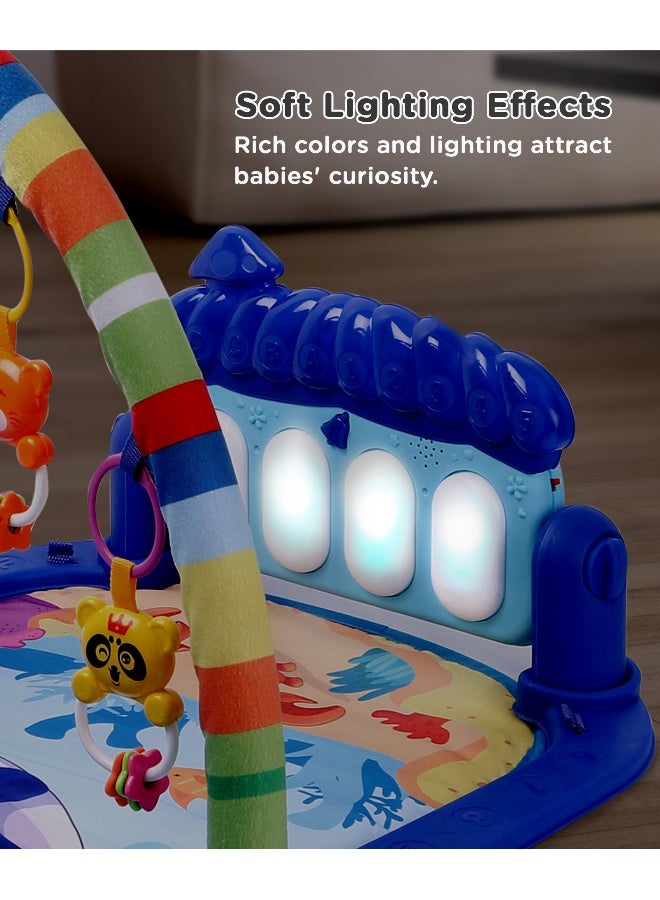 PlayNation Play Nation Baby Kick and Play Piano Play Gym, With Lights, Music and 5 Hanging, Portable, 2 Months+, L 72.5 x B 55 x H 41.5 cm - Blue - Image 2
