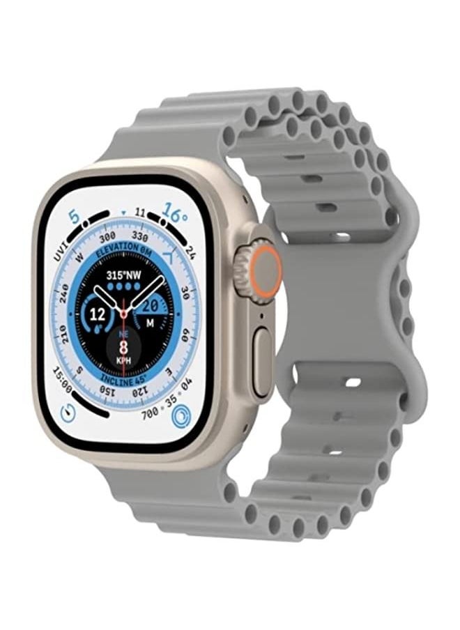 Generic - Band Silicone Watch Band For Apple Watch Ultra 49mm / Series 8/7 45mm / SE 2/6 / SE / 5/4 44mm / 3/2 / 1 42mm Grey - Image 1
