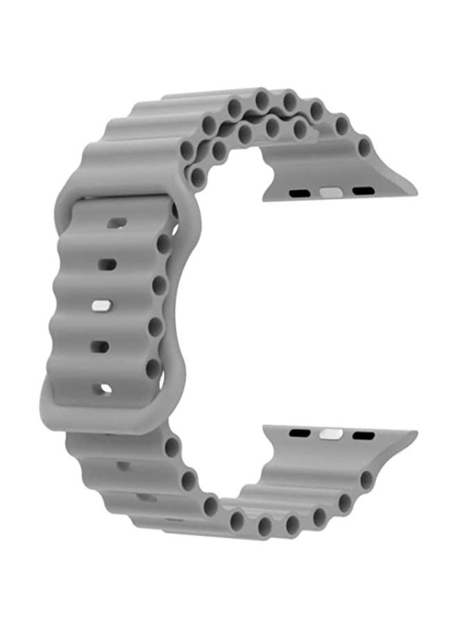 Generic - Band Silicone Watch Band For Apple Watch Ultra 49mm / Series 8/7 45mm / SE 2/6 / SE / 5/4 44mm / 3/2 / 1 42mm Grey - Image 1