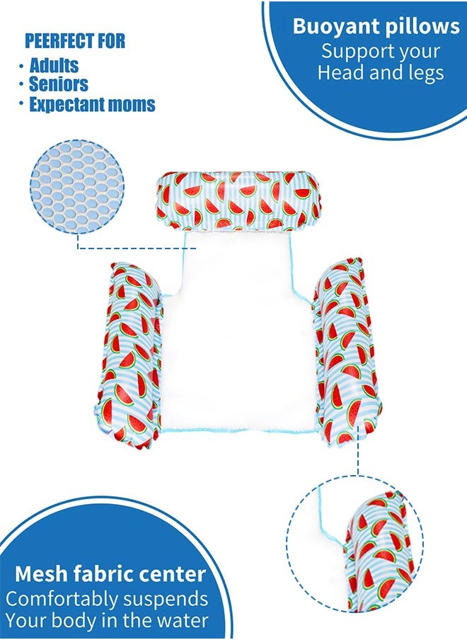 4-in-1 Hammock Inflatable Pool Float, Watermelon Pattern Multi-Purpose Pool Hammock, Lounge Chair, Saddle, Drifter, Hammock Pool Chair, Portable Water Hammock