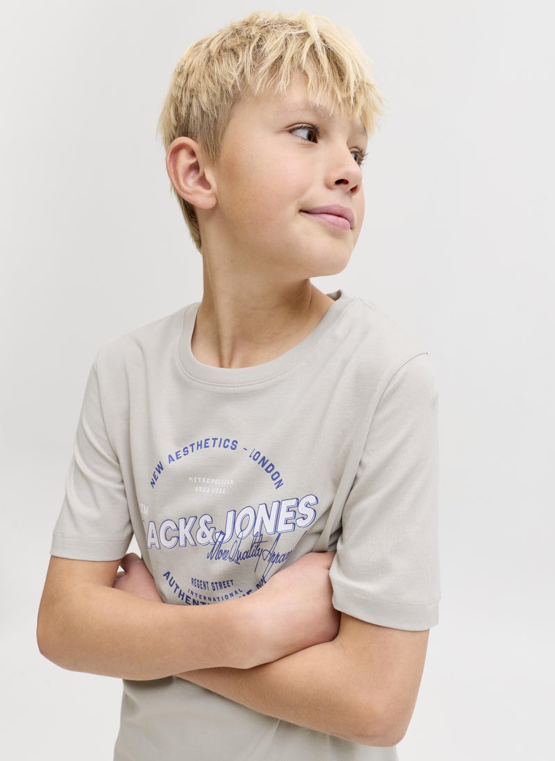 Jack & Jones Junior Kids Jjelogo Crew Neck T-Shirt - Image 3