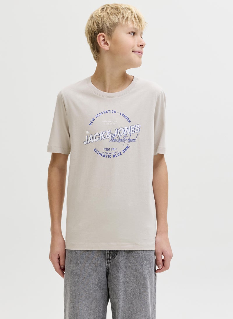 Jack & Jones Junior Kids Jjelogo Crew Neck T-Shirt - Image 1