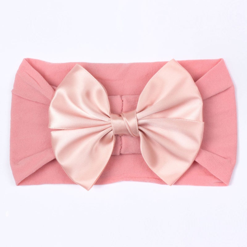Generic 2023 European and American New Baby Soft Nylon Hair Accessories Girls Wide Edge Bow Stretch Hood Baby Hair Belt Deep bean paste
