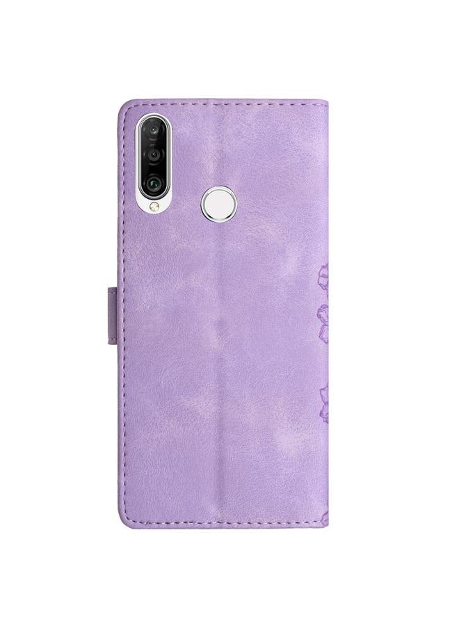 Green Tiger Case For Huawei P30 lite Cherry Blossom Butterfly Skin Feel Embossed PU Phone Case - Image 3