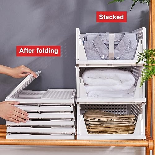 HOLLIO Large Clothes Organizer For Wardrobe Cupboard Organizer For Clothes Foldable And Stackable Closet Organizer Storage Box For Clothes (3 TIER, White) - Image 5