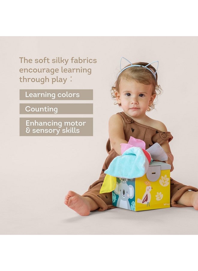 Taf Toys Taf Toys Sensory Crinkle Tissue Box for Toddlers. STEM Montessori Toy with Colorful Soft Scarves and Crinkling Blankies  - Image 2