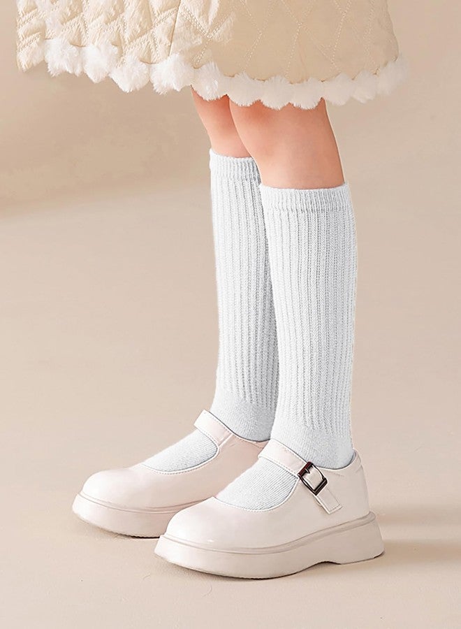 PLZSITDOWN 2 Pairs Kids Slouch Socks Girls 2-5 Years Toddler Knee High Tube Long Boot Crew White Socks White S - Image 2