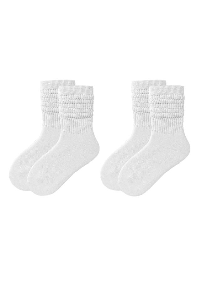 PLZSITDOWN 2 Pairs Kids Slouch Socks Girls 2-5 Years Toddler Knee High Tube Long Boot Crew White Socks White S - Image 1