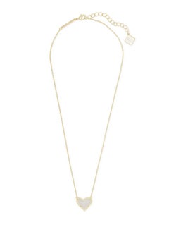 Kendra Scott Ari Heart Adjustable Length Pendant Necklace For Women, Fashion Jewelry, 14K Gold-Plated, Iridescent Drusy  - Image 2