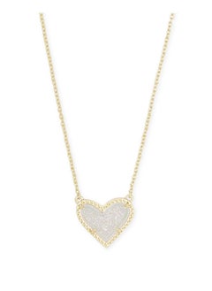 Kendra Scott Ari Heart Adjustable Length Pendant Necklace For Women, Fashion Jewelry, 14K Gold-Plated, Iridescent Drusy  - Image 1