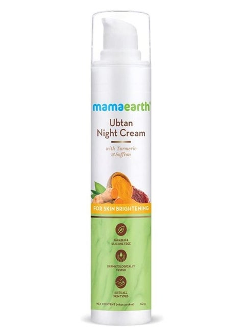 Mamaearth Ubtan Night Cream For Glowing Skin With Turmeric and Saffron For Skin Brightening - 50 G