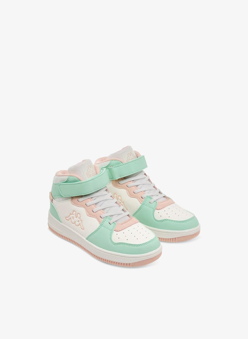 Kappa Girls' Panelled High Top Sneakers with Hook and Loop Closure - Image 1