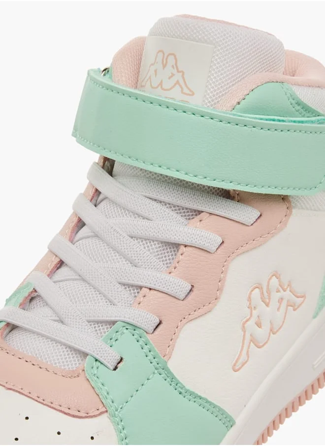 Kappa Girls' Panelled High Top Sneakers with Hook and Loop Closure