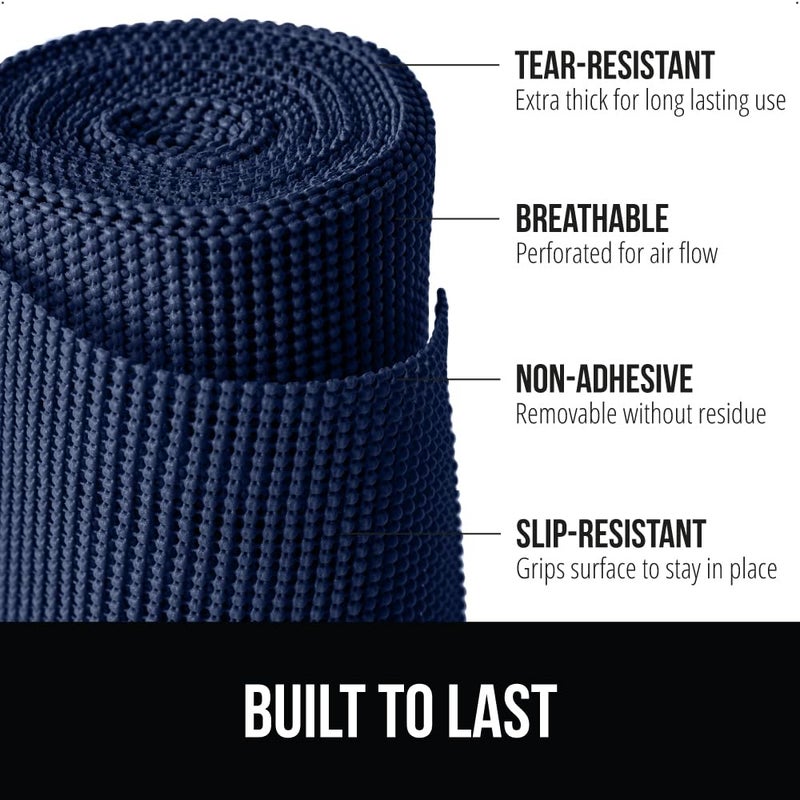 GORILLA GRIP powerGRIP Drawer Shelf and Cabinet Liner, Thick Strong Hold, Non-Adhesive Liners Protect Kitchen Cabinets and Cupboard, Bathroom Drawers, Easy Install, Breathable Mat, 12" x10', Navy Blue - Image 2