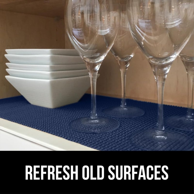 GORILLA GRIP powerGRIP Drawer Shelf and Cabinet Liner, Thick Strong Hold, Non-Adhesive Liners Protect Kitchen Cabinets and Cupboard, Bathroom Drawers, Easy Install, Breathable Mat, 12" x10', Navy Blue - Image 4